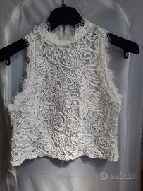 Top corto in pizzo-Stile Francese