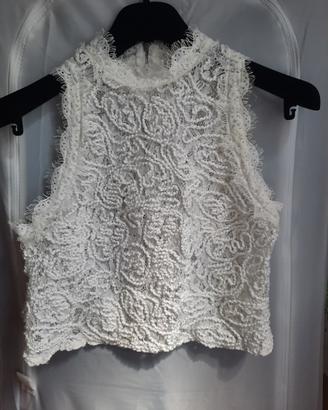 Top corto in pizzo-Stile Francese