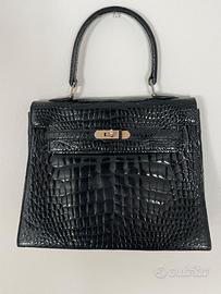 BORSA COCCODRILLO NERA