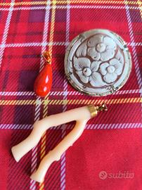 Set 3 cose Cameo goccia e ramo corallo