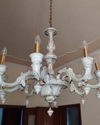 Lampadario 8 luci ceramica di Bassano + appliques