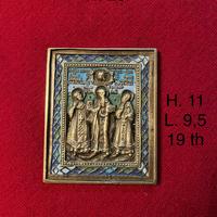 Piccola icona russa, 11x9,5, XIXth - 3 Santi Vesco