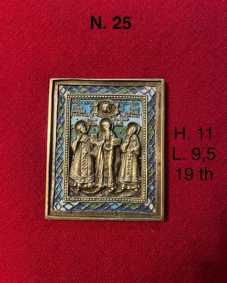 Piccola icona russa, 11x9,5, XIXth - 3 Santi Vesco
