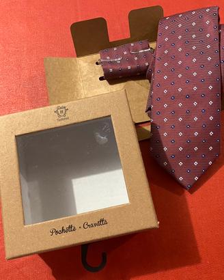 Set Cravatta + Pochette Tailored  Bordeaux