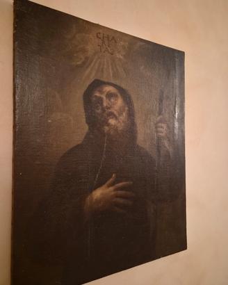 Dipinto Antico San Francesco di Paola Olio su Tela