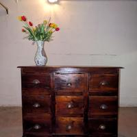 Cassettiera Vintage in legno Stile Farmacia