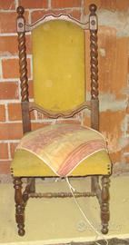 Sedia In Legno Lavorato E Velluto