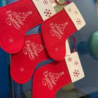 4 calze natalizie rosse  in pannolenci