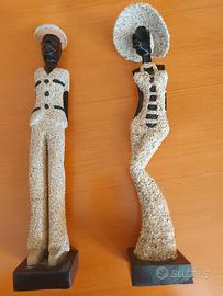 Statuette decorative cubane legno e sabbia 30 cm.