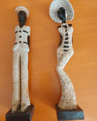 Statuette decorative cubane legno e sabbia 30 cm.