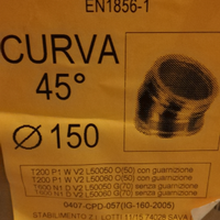 Curva coibentata 45° tubo fumi, inox e rame