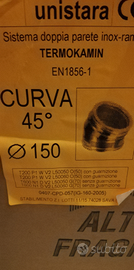 Curva coibentata 45° tubo fumi, inox e rame