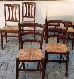 coppia di sedie in legno massello colore noce