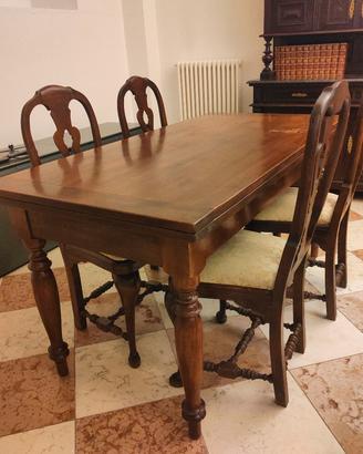 Tavolo apribile + 4 sedie (fine ottocento)