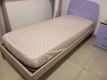 Letto singolo con rete e materasso 