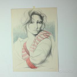 LITOGRAFIA FAUSTO MARIA LIBERATORE VOLTO DI DONNA