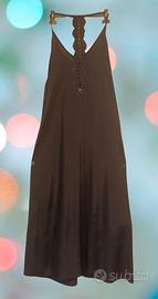 Abito lungo in rayon di colore nero - L'ape a pois