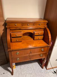 Scrittoio secretaire in legno con rullo