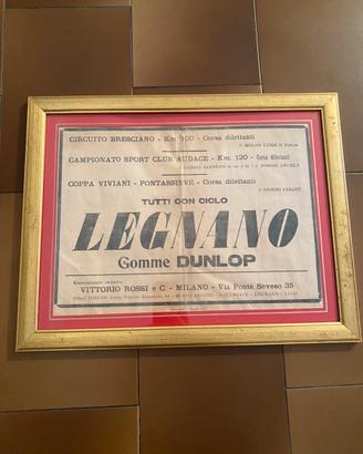 Locandina d’Epoca Ciclo Legnano Gomme Dunlop