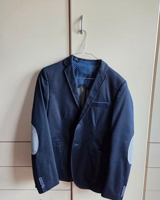 Giacca Blazer Blu Uomo Elegante con toppe grigie