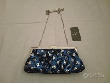 Pochette da cerimonia blu con paillette Carpisa 