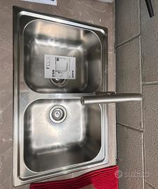 Lavabo doppio CM con rubinetto Blanco Lanora HD