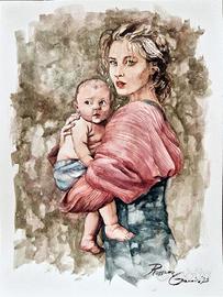 Quadro moderno, acquerello, dipinto a mano