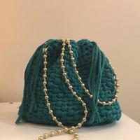 Pouch bag uncinetto verde