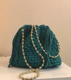 Pouch bag uncinetto verde