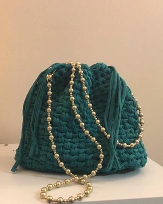 Pouch bag uncinetto verde