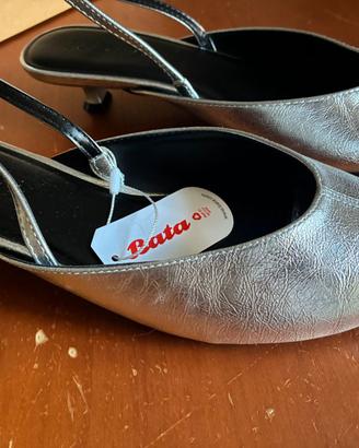 Scarpe da donna con tacco Bata argento e nero