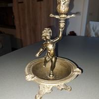 candelabro con portacenere in metallo zincato 