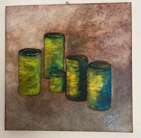 Olio su tela Vinicio Maria Depadova - Bicchieri