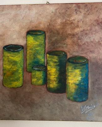 Olio su tela Vinicio Maria Depadova - Bicchieri