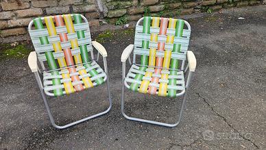 SEDIA VINTAGE CHIUDIBILI COPPIA ALLUMINIO CAMPEGGI