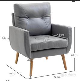 Poltrono-sedia moderna grigia HomCom
