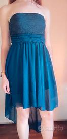 vestito donna da cerimonia, blu, con merletto