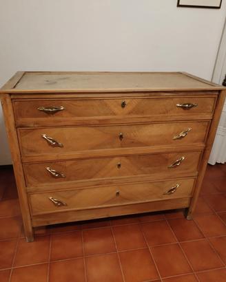 cassettiera anni 50  con copertura in vetro scuro