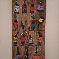 Tipi di vino dipinto a mano su legno vecchio