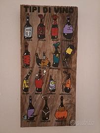 Tipi di vino dipinto a mano su legno vecchio