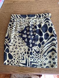 Gonna in fantasia in lino, cotone e viscosa