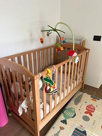 Lettino in legno+ materasso Foppapedretti