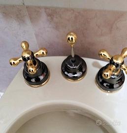 Set rubinetti vintage bagno nero oro antrace dorat
