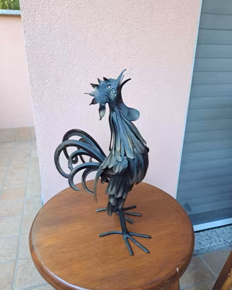 Scultura gallo in ferro battuto fatta a mano