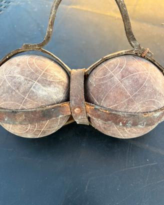 COPPIE DI BOCCE ANTICHE IN LEGNO custodia original