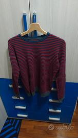 Maglietta maniche lunghe a strisce rosse e blu