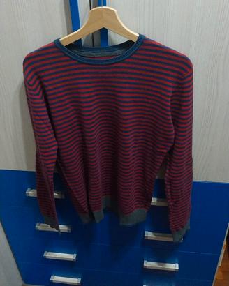 Maglietta maniche lunghe a strisce rosse e blu