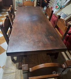 Set tavolo +sedie in massello di noce.