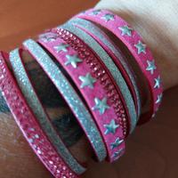bracciale fucsia con stelline e brillantini 