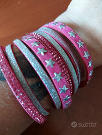 bracciale fucsia con stelline e brillantini 